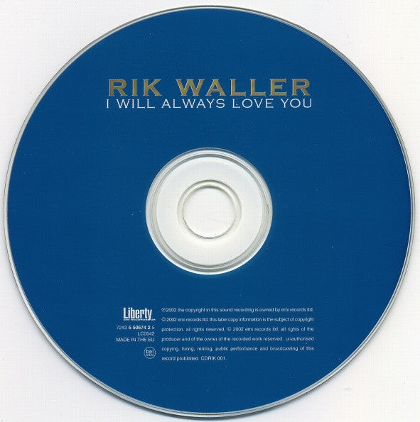Rik Waller : I Will Always Love You (CD, Single)