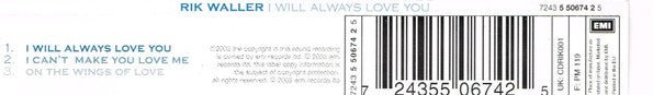 Rik Waller : I Will Always Love You (CD, Single)