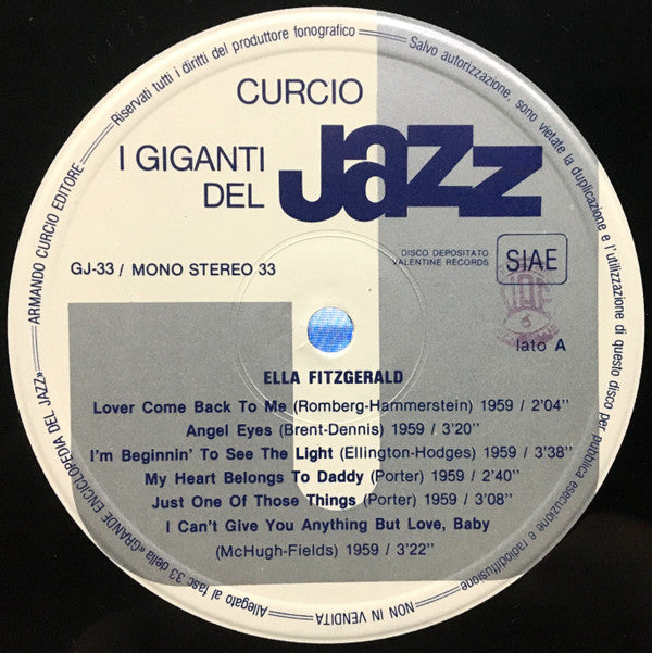 Ella Fitzgerald / Memphis Slim / Big Joe Turner / Ray Charles And His Orchestra : I Giganti Del Jazz Vol. 33 (LP, Comp, Mono)