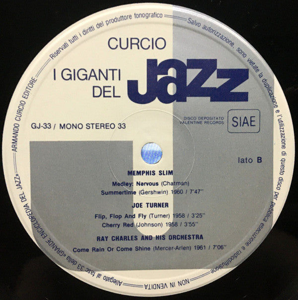 Ella Fitzgerald / Memphis Slim / Big Joe Turner / Ray Charles And His Orchestra : I Giganti Del Jazz Vol. 33 (LP, Comp, Mono)