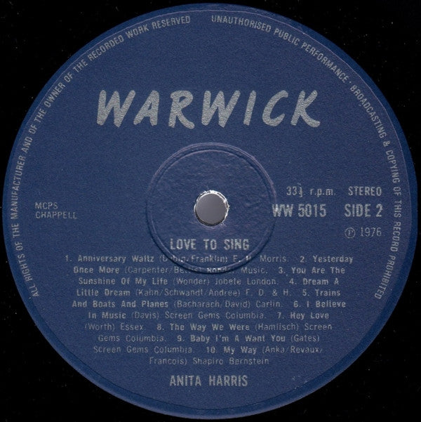 Anita Harris : Love To Sing (LP)