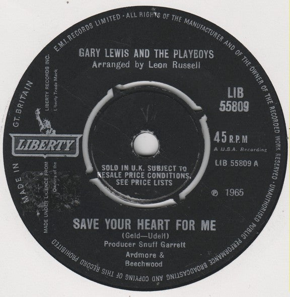 Gary Lewis & The Playboys : Save Your Heart For Me (7", Single)