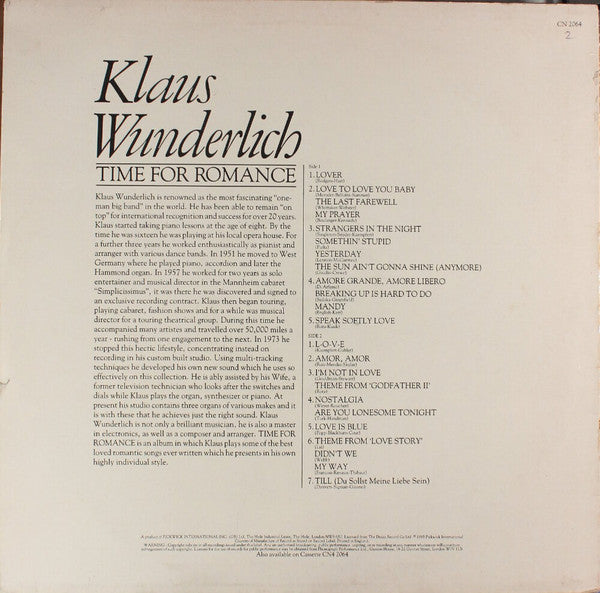 Klaus Wunderlich : Time For Romance (LP, Comp)