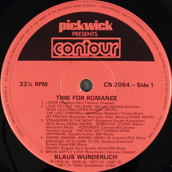 Klaus Wunderlich : Time For Romance (LP, Comp)