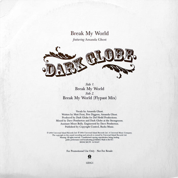 Dark Globe : Break My World (12", Promo)
