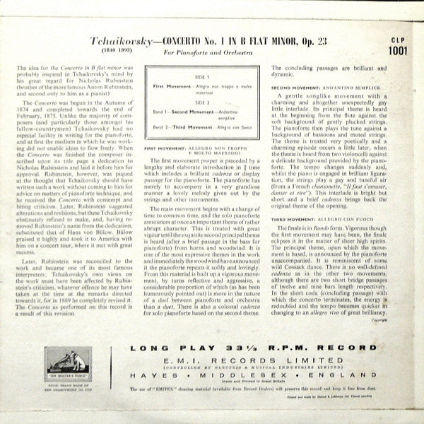 Pyotr Ilyich Tchaikovsky - Solomon (6) - Philharmonia Orchestra - Issay Dobrowen : Piano Concerto No. 1 (LP, Mono, RE)