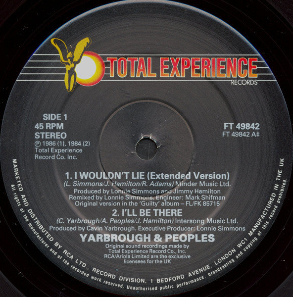 Yarbrough & Peoples : I Wouldn't Lie (12")