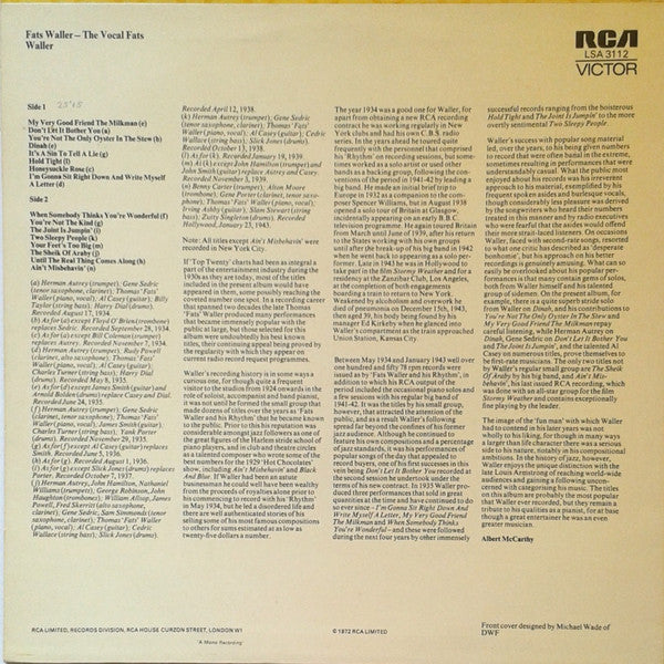 Fats Waller : The Vocal Fats Waller (LP, Comp, Mono)