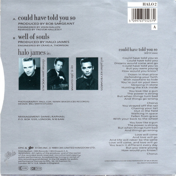 Halo James : Could Have Told You So (7", Single, Gre)