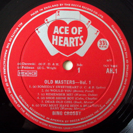 Bing Crosby : Old Masters Vol. 1 (LP, Comp)