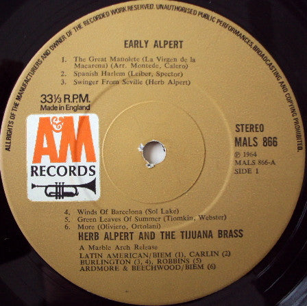 Herb Alpert & The Tijuana Brass : Early Alpert (LP, Album, RE)
