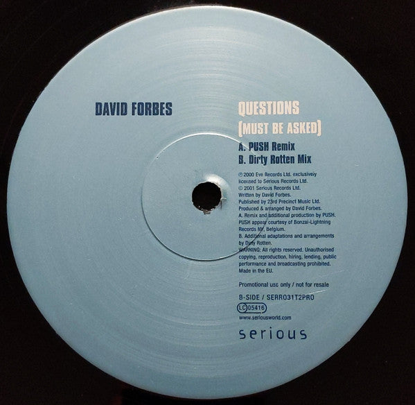 David Forbes : Questions (Must Be Asked) (12", Promo)