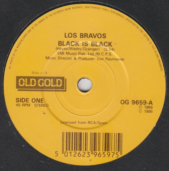 Los Bravos : Black Is Black / I Don't Care (7", RE)