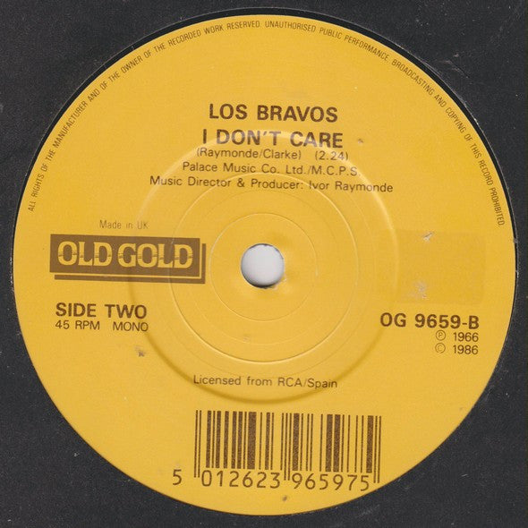 Los Bravos : Black Is Black / I Don't Care (7", RE)