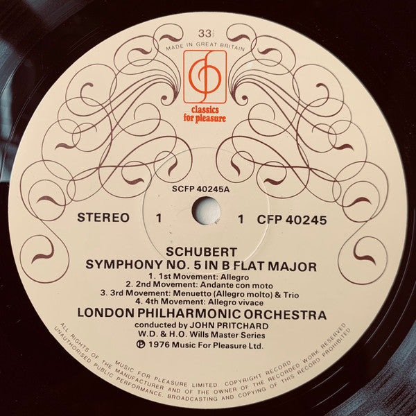 Franz Schubert, London Philharmonic Orchestra Conducted By John Pritchard : "Unfinished" Symphony / Symphony No. 5 In B Flat Major (LP)