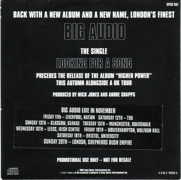 Big Audio : Looking For A Song (CD, Single, Promo)
