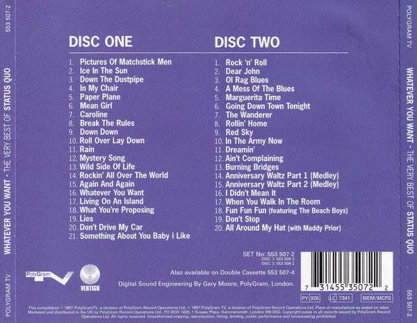 Status Quo : Whatever You Want (The Very Best Of Status Quo) (2xCD, Comp, Dis)