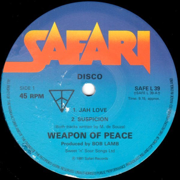 Weapon Of Peace : Jah Love / Suspicion / West Park (12")