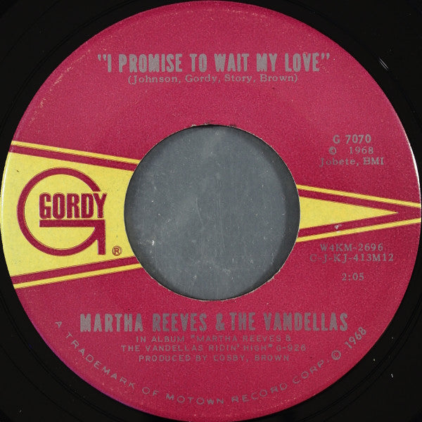 Martha Reeves & The Vandellas : I Promise To Wait My Love (7", Single, Roc)
