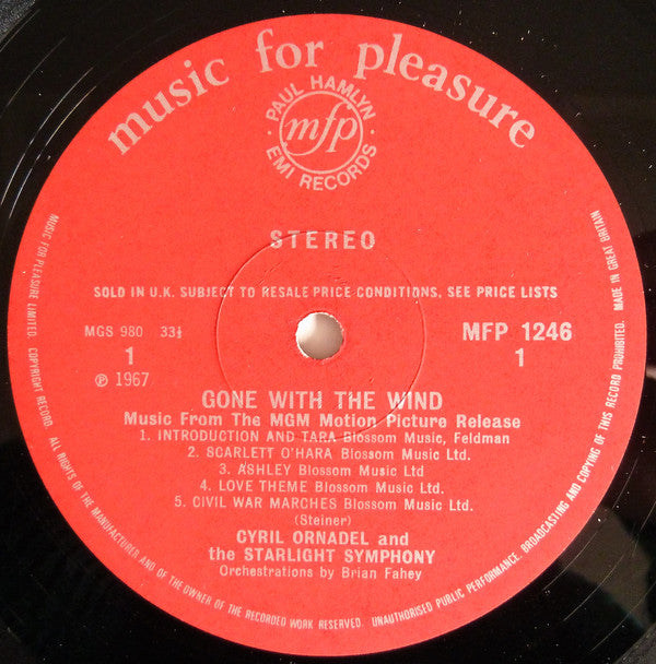 Cyril Ornadel And The Starlight Symphony :  Gone With The Wind (Music From The MGM Motion Picture)  (LP)
