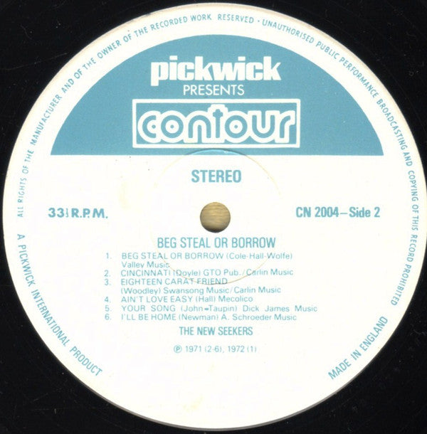 The New Seekers : Beg Steal Or Borrow (LP, Album, Comp, RE, RM, Whi)