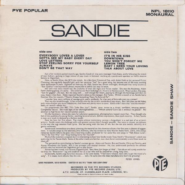 Sandie Shaw : Sandie (LP, Album, Mono)