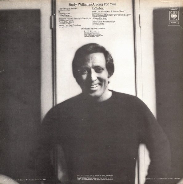 Andy Williams : A Song For You (LP, Album)