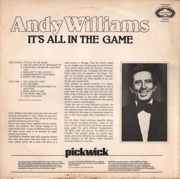 Andy Williams : It's All In The Game (LP, Comp)