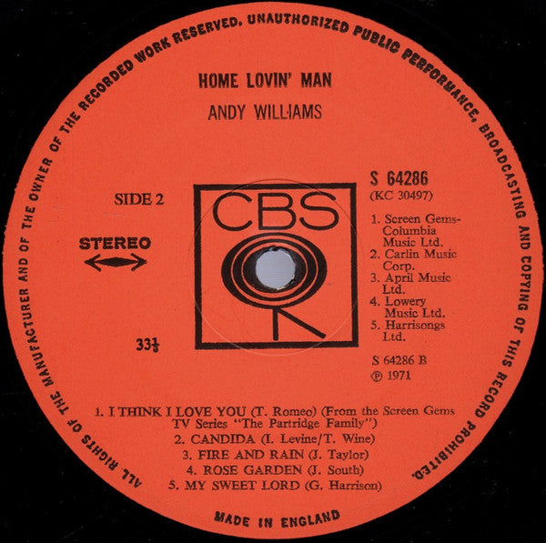 Andy Williams : Home Lovin' Man (LP, Album)