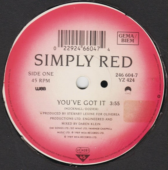 Simply Red : You've Got It (7", Single)