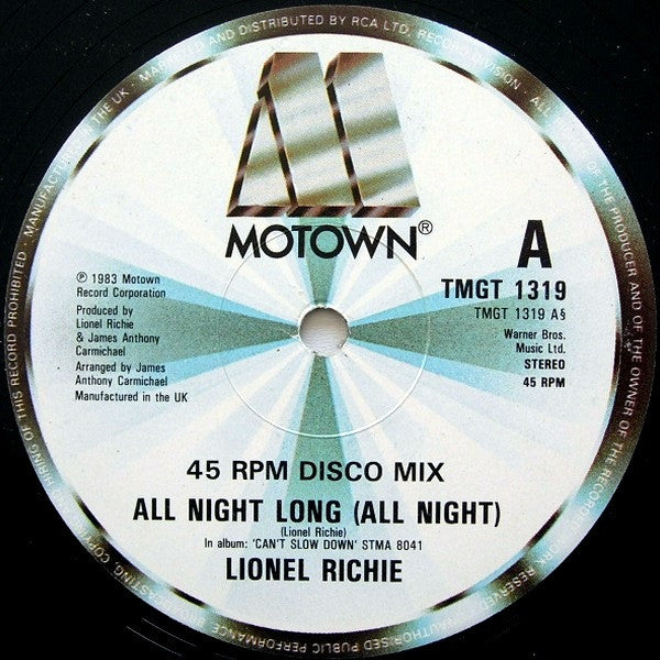 Lionel Richie : All Night Long (All Night) / Wandering Stranger (12", Single)