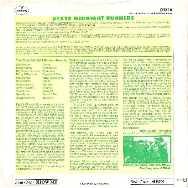 Dexys Midnight Runners : Show Me (7", Single, RP, Inj)