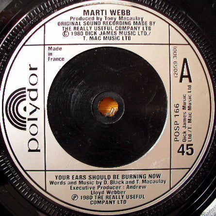 Marti Webb : Your Ears Should Be Burning Now (7", Sil)