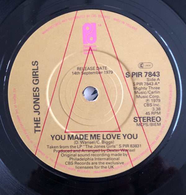 The Jones Girls : You Made Me Love You (7", Promo)