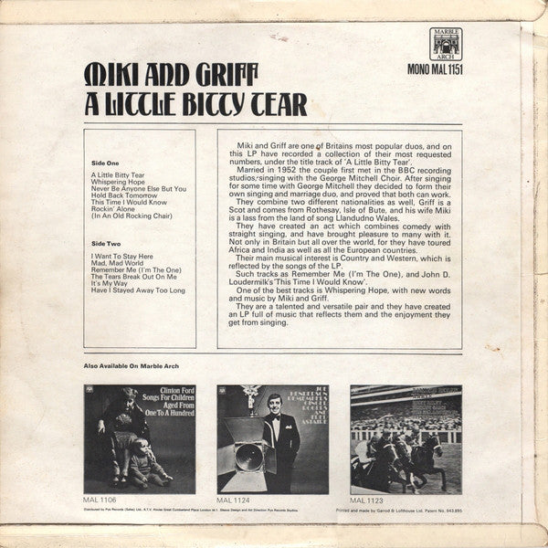 Miki & Griff : A Little Bitty Tear (LP, Comp, Mono)