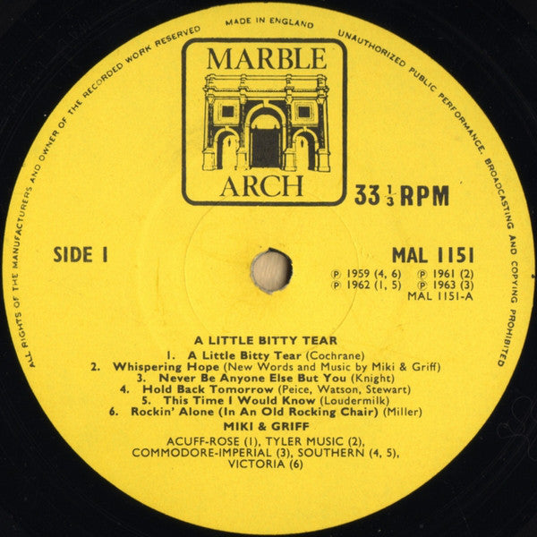 Miki & Griff : A Little Bitty Tear (LP, Comp, Mono)