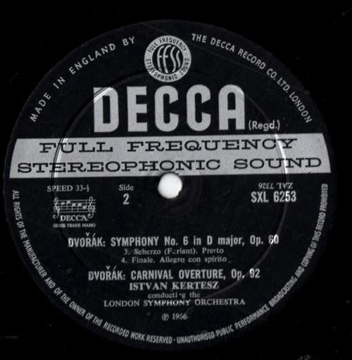 Antonín Dvořák, István Kertész, London Symphony Orchestra : Symphony No. 6 In D Major · Carnival Overture (LP, ED2)