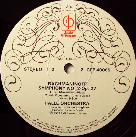 Rachmaninov* - Hallé Orchestra Conductor James Loughran : Symphony No. 2 In E Minor Op. 27 (LP, Album)