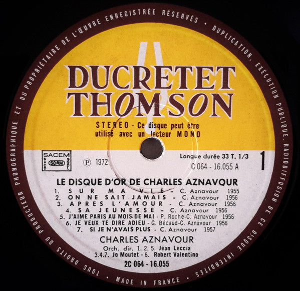 Charles Aznavour : Le Disque D'or De Charles Aznavour (LP, Comp, Gat)