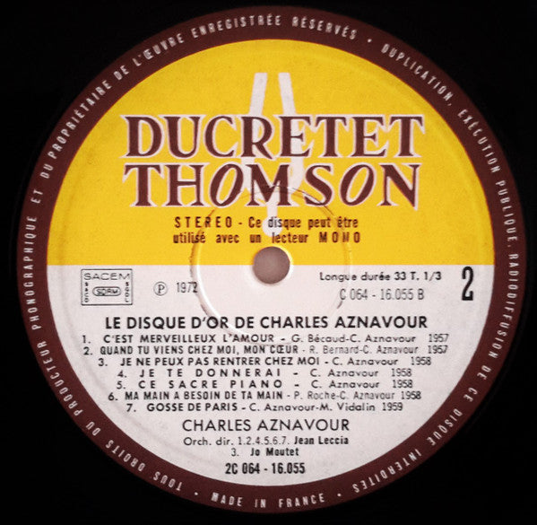 Charles Aznavour : Le Disque D'or De Charles Aznavour (LP, Comp, Gat)