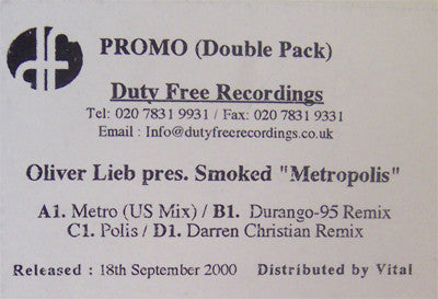 Oliver Lieb Presents Smoked : Metropolis (2x12", Promo)