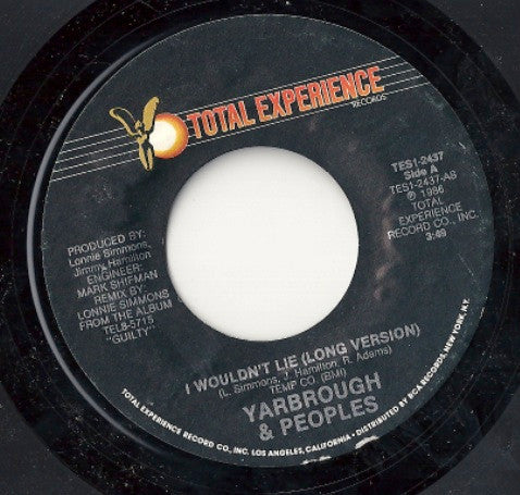 Yarbrough & Peoples : I Wouldn't Lie (7", Styrene)