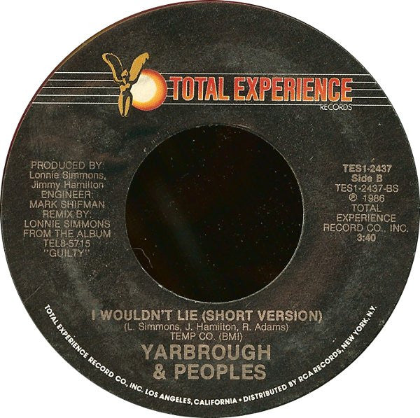Yarbrough & Peoples : I Wouldn't Lie (7", Styrene)