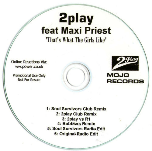 2Play Featuring Maxi Priest : That's What The Girls Like (CDr, Single, Promo)