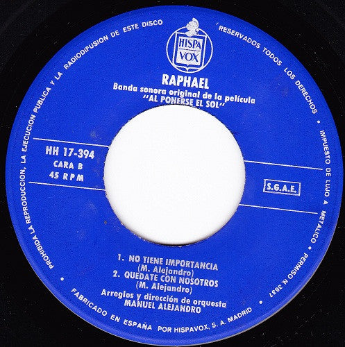 Raphael (2) : Eurovision '67 - Hablemos Del Amor (7", EP)