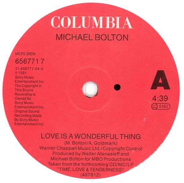 Michael Bolton : Love Is A Wonderful Thing (7", Single)