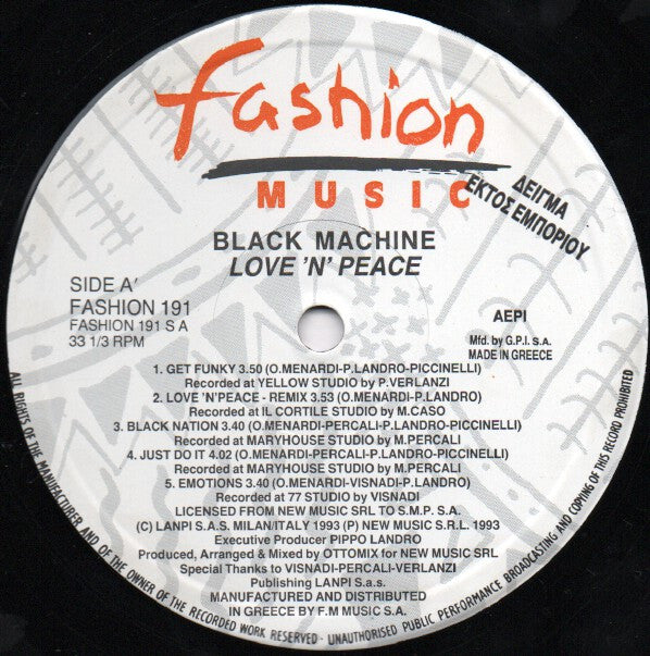 Black Machine : Love 'N' Peace (LP, Album, Promo)