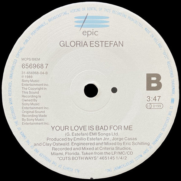 Gloria Estefan : Remember Me With Love (7", Single)