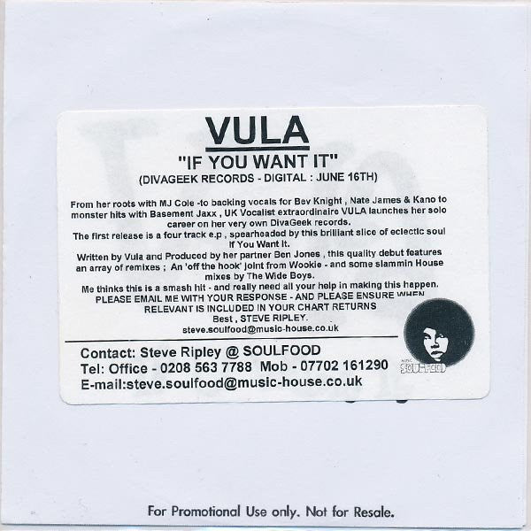Vula : If U Want It (CDr, Promo)