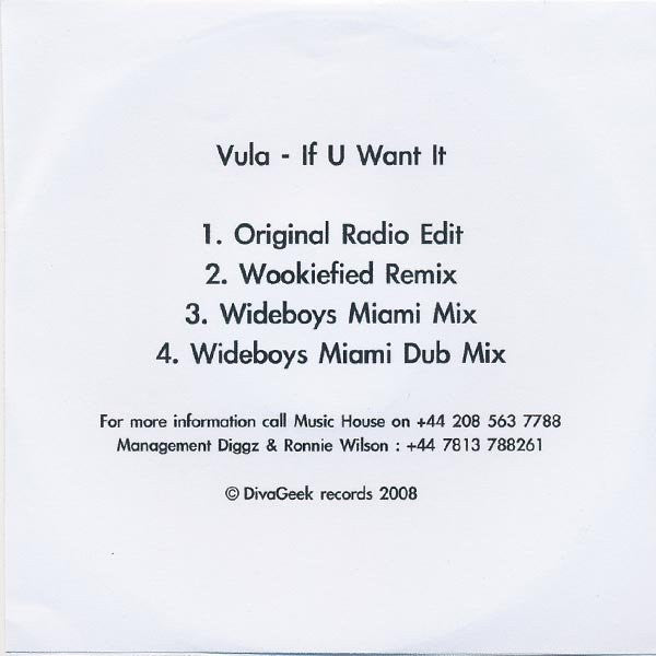 Vula : If U Want It (CDr, Promo)